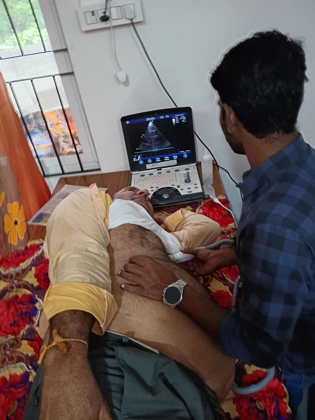 K Siva Rama Chandra Murty Garu undergoing 2D echo test in Senior Citizen Bhavan.jpg